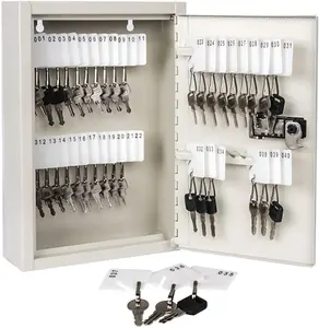 KYODOLED Key Storage Lock Box with Code,Locking Key Cabinet, 40 Key Management Wall Mount with Combination Lock, Key Hooks & Tags Key Labels, 2.5" D X 8.1" W X 12.1" H (White,40 Key) GTlight