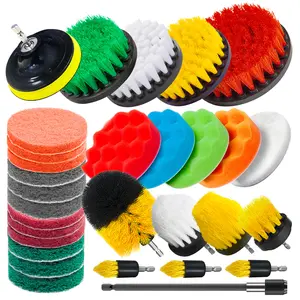 30 Pack Drill Brush Set,Scrub Pads & Sponge, Power Scrubber Brush with Extend Long Attachment All Purpose Clean for Grout, Tiles, Sinks, Car Polishing Pads, Clean Tools