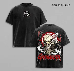 Rudo Gachiakuta Vintage Washed Oversized T Shirt, Dark Anime Graphic Tee, Rebellious Streetwear Aesthetic, Rage Power Pose Back Print, Double Sided Print Heavyweight Cotton, Gift for Anime Fans