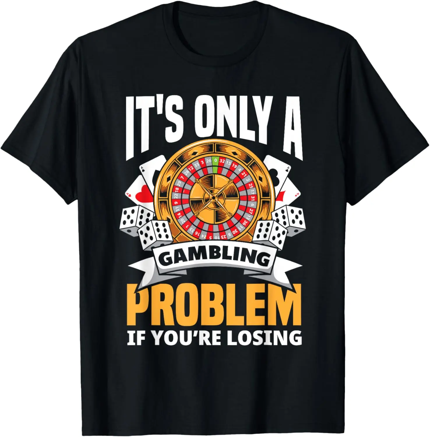 Funny Gambler Roulette Slot Machine Casino Vegas Gambling T-Shirt Pure Cotton Graphic Tees: Unisex Gifts for Men