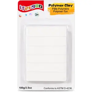 Polymer Clay, Oven-Bake Clay, Non Toxic 3.5 oz bar, Great for Modeling, Sculpting, Holiday DIY Artistic Creation and School Projects, Ideal for Kids and Beginners (White)