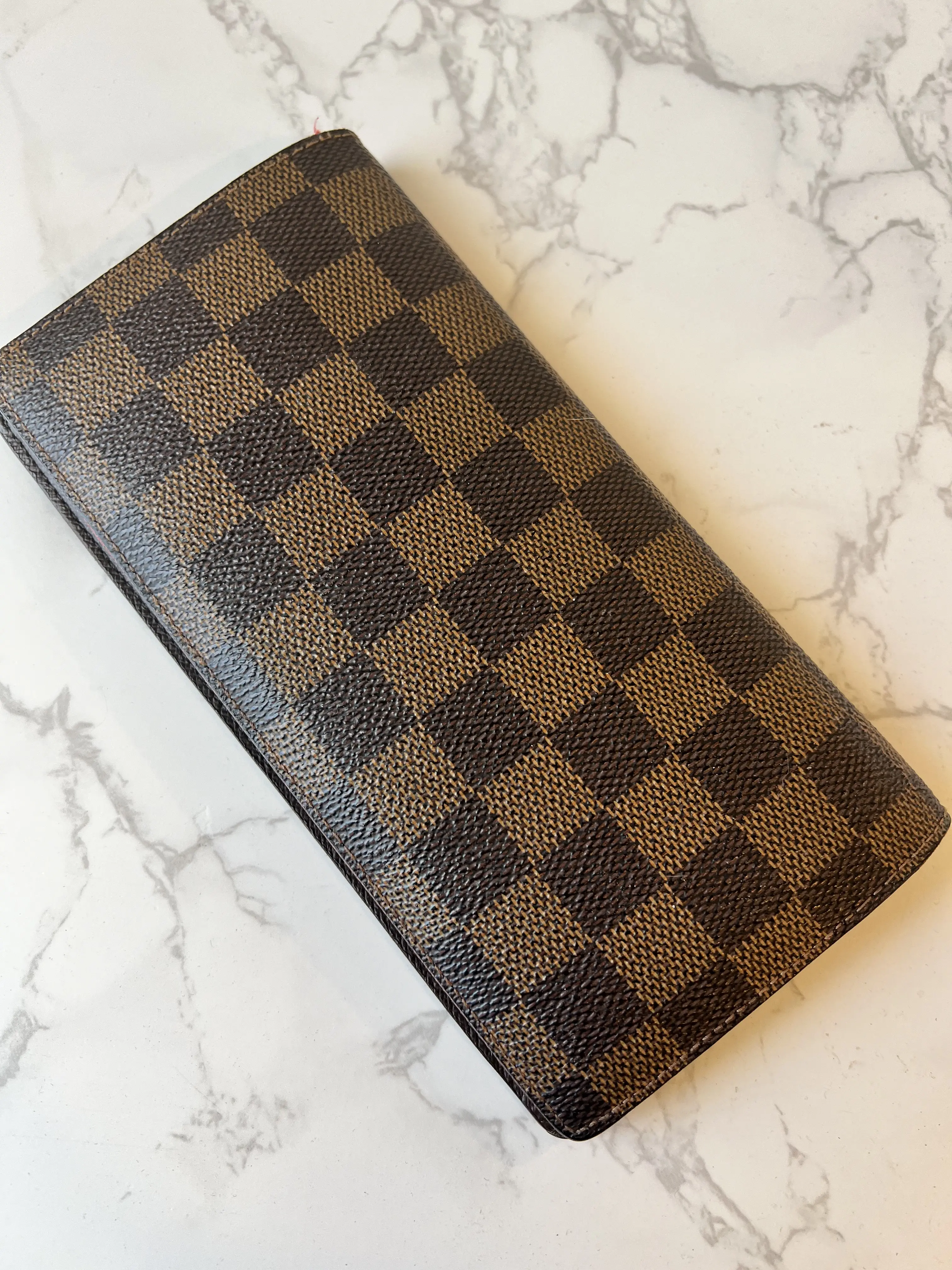 Pre-owned Louis Vuitton Damier Ebene Small Leather Goods Brazza Wallet