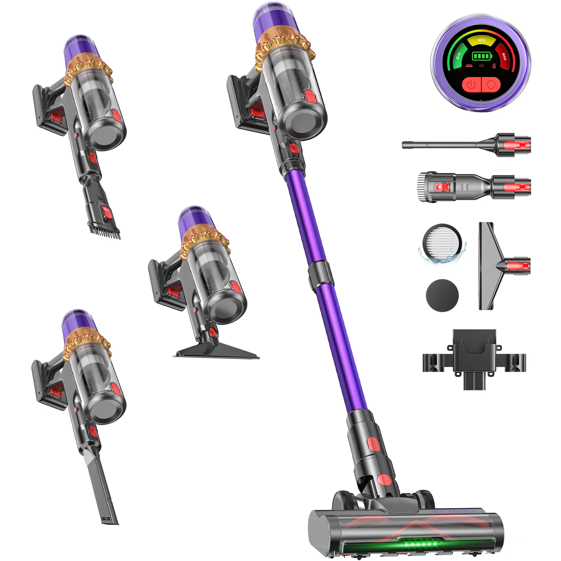 V10 Self-Standing 8-in-1 Cordless Vacuum Cleaner | 55KPa Strong Suction, 55Min Runtime, 1.8L Cup, LED Display & HEPA Filter, Lightweight for Stairs, Pet Hair, Dorm, Kitchen & Home