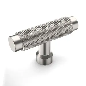 10 Pack Knurled Brushed Satin Nickel Kitchen Cabinet Knobs Dresser Drawer Single Hole T Bar Pull Handles For Wardrobe Cupboard 4518