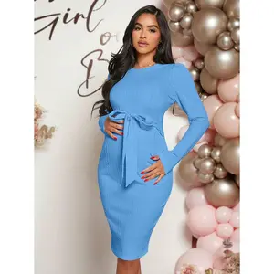 Maternity Tight Bodice Long Sleeve Dress, suitable for baby parties