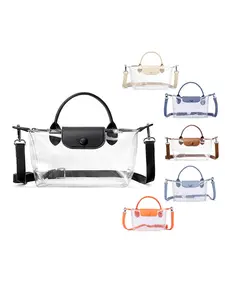 Transparent Wallet with Adjustable Shoulder Strap, Casual PVC Tool Bag, Plain Design, All Seasons, Small Transparent Pouch, Fashion Crossbody Bag