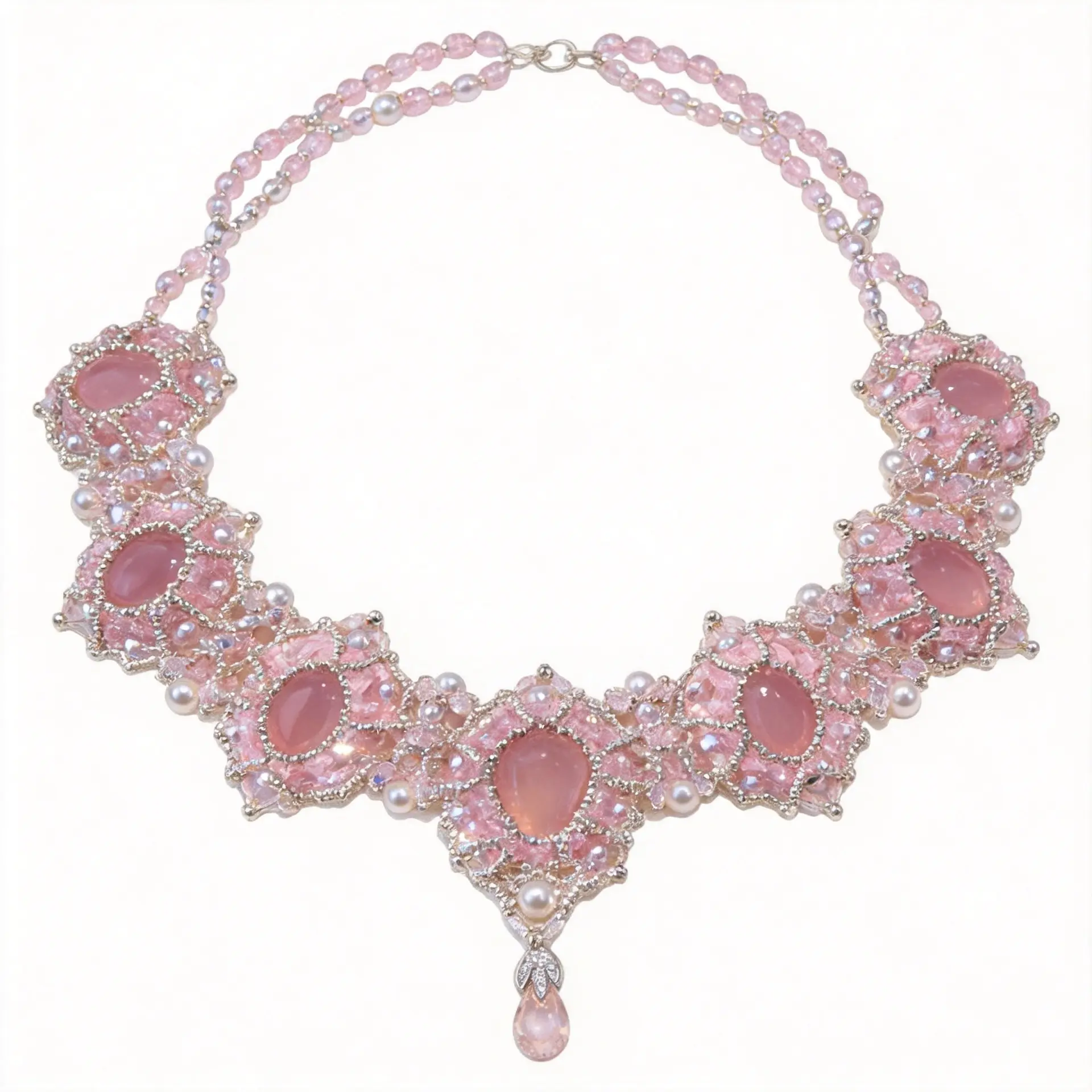 Natural Crystal Jewelry Set - Necklace, Earring, Ring, Bracelet Finished Product Gift Box, No
