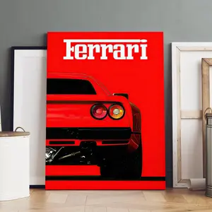 Ferrari Car Pattern Unframed Painting, Modern Wall Art Canvas Printing, Wall Art Decor for Home Living Room Bedroom Office, Ornaments