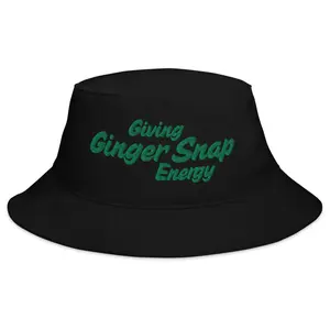 Giving Ginger Snap Energy (Green Text) Embroidered Bucket Hat, Adult One size, Black, Navy Blue, and White
