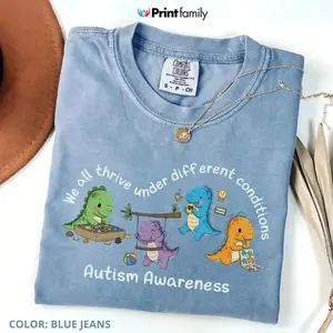 Comfort Colors Autism Dinosaur Inclusion Shirt, Autism Awareness Graphic Tee, Neurodiversity Mental Health T-shirt, SPED Teacher Gift - Printfamily