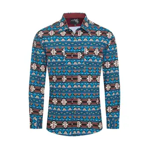 Men's Western Pearl Snap Aztec Print Shirt - MPS110L-118