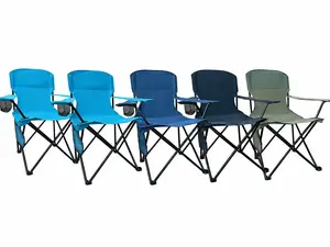 2-Pack Foldable Camping Arm Chairs, Steel Frame, 225LBS Capacity, Ergonomic Design with Armrests & Storage Space, Portable Lightweight Outdoor Essential for Picnics, Hiking