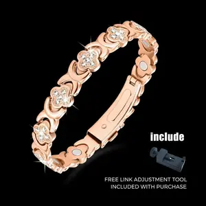Protection Bracelet Women‘s Pure Copper bracelet Magnets & Shiny cubic zirconia Adjustable Infinity jewelry Magnetic Bracelet Rhinestone Decorated Bangle  Mother's Day Gift