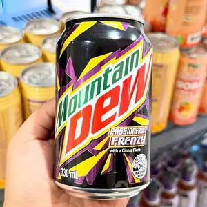 Mountain Dew Passionfruit Frenzy 330mL Can with Citrus Flare Drink from New Zealand Unique Flavor Experience