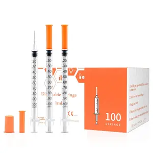 31 Gauge 1cc 5/16 inch Syringe - U 100 1ml Syringe with Needle Disposable Lab Supplies, Individually Packaged, 100Pack