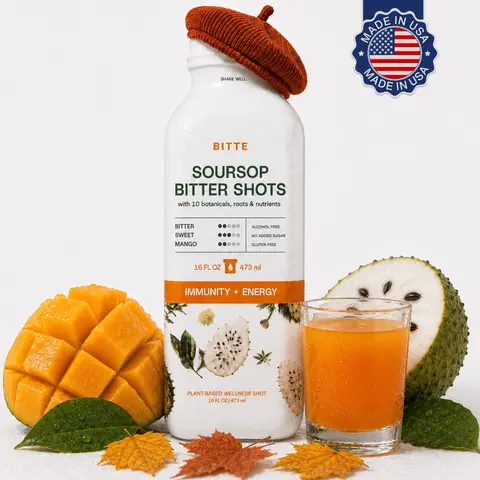 BITTE Soursop Bitters – Immune & Energy Shots | Functional Herbal Bitters for Daily Energy, Immune Defense & Focus | Infused with Soursop,
