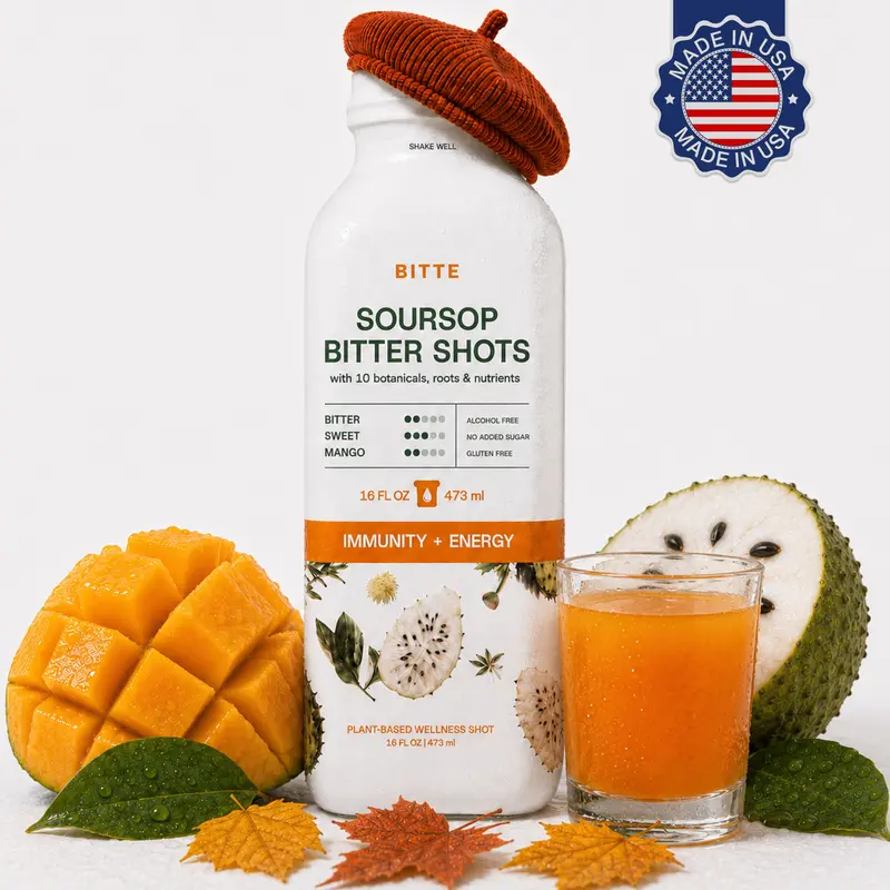 BITTE Soursop Bitters – Immune & Energy Shots | Functional Herbal Bitters for Daily Energy, Immune Defense & Focus | Infused with Soursop,