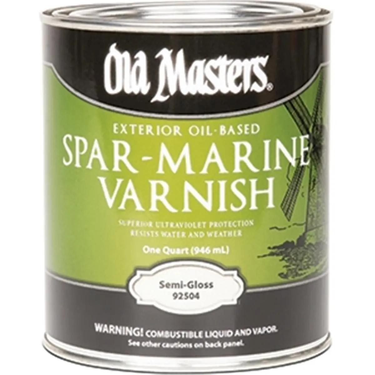 212 MAIN Old Masters 92504 Semi-Gloss Spar Marine Varnish - 1 Qt, Exterior Oil-Based Paint Protector, Weatherproof Surface Shield