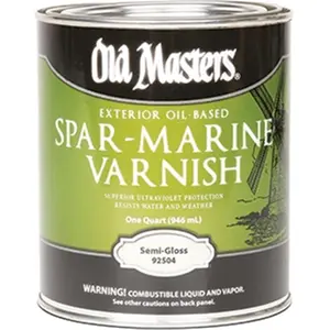 212 MAIN Old Masters 92504 Semi-Gloss Spar Marine Varnish - 1 Qt, Exterior Oil-Based Paint Protector, Weatherproof Surface Shield