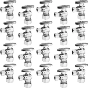 20 Pack Angle Stop Valve,1/4 Turn Water Shut Off Valves,1/2" Nominal (5/8" OD) Compression Inlet x 3/8" OD Compression Outlet Shut-off Valve Plumbing(VALVE116-20Pack)