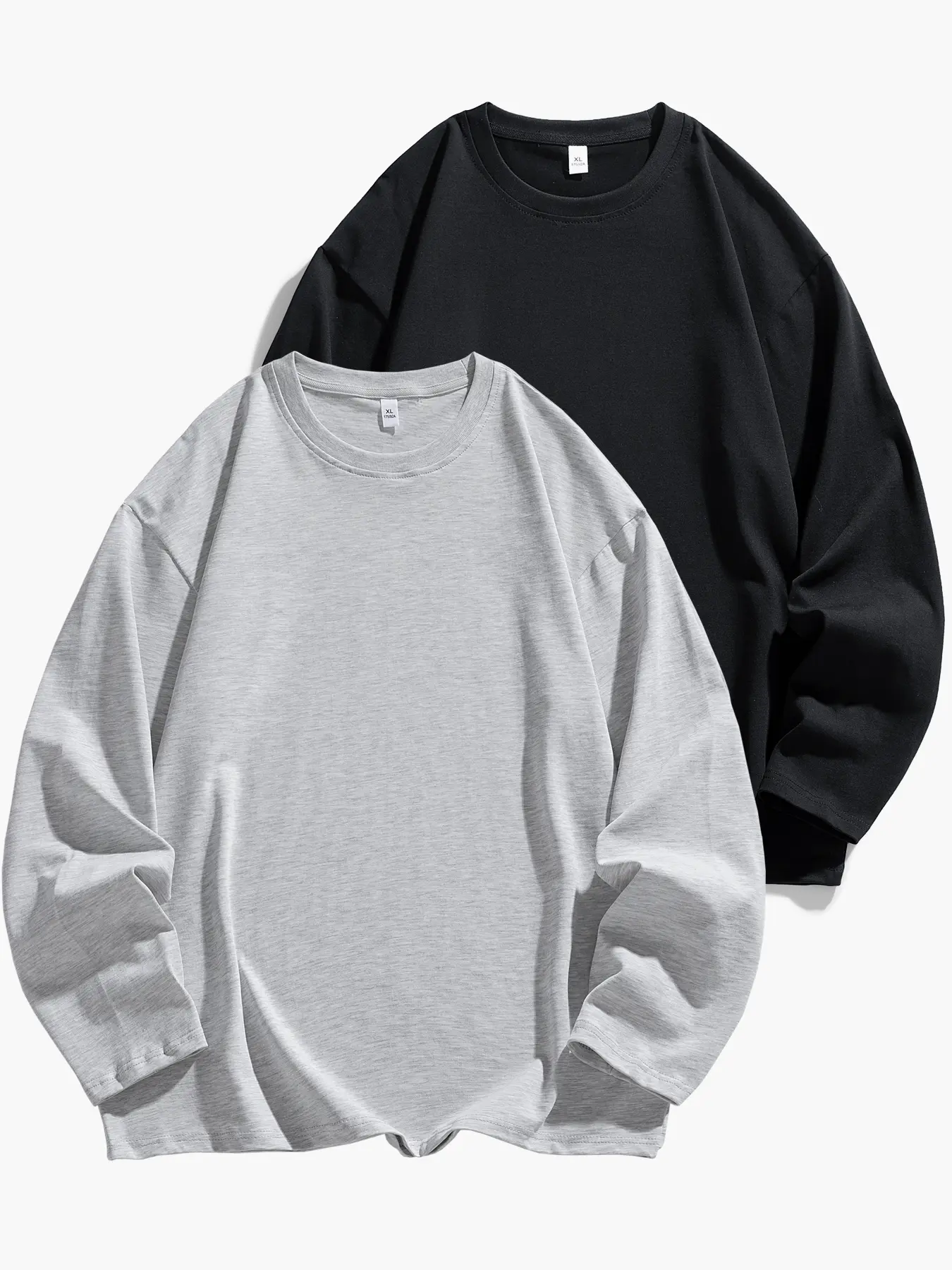 Men's Basic Fitted Long Sleeve Crewneck T-Shirt, Soft Solid Color Fabric, Comfortable Casual Wear, Casual Matching Clothing, Suitable for Home & Outdoor Activities, Tee, Top, Menswear
