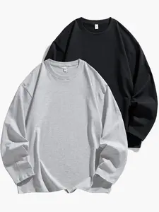 Men's Basic Long Sleeve T-Shirt, Soft Solid Color Fabric, Comfortable Casual Wear, Suitable for Home & Outdoor Activities