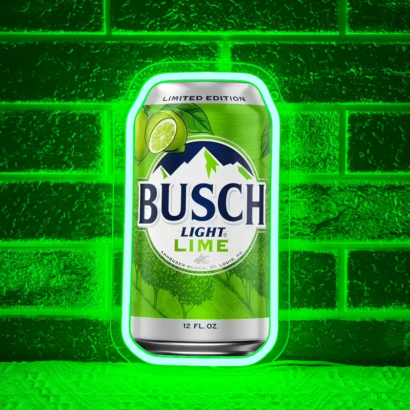 Busch Lime Beer Led Neon Sign for Wall Decor, Neon Lights for Bedroom Led Signs Suitable for Man Cave Bar Pub Restaurant Christmas Birthday Party Gift Led Art Wall