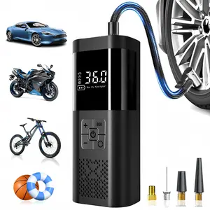 Tire Inflator Portable Air Compressor - 3X Fast 150 PSI Car Tire Air Pump - Cordless Car Tire Inflator with Pressure Gauge and LED Light - Electric Air Pump with Auto Shutoff for Car, Motorcycle, Bicycle, Balls