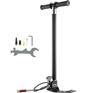 fathersdaygift  VEVOR PCP Hand Pump, 4 Stage, 30Mpa 4500 PSI High Pressure PCP Air Rifile Filling Stirrup Pump with Oil-Moisture Filter Pressure Gauge, Stainless Steel for Airguns Scuba Tank Paintball Filling Tire