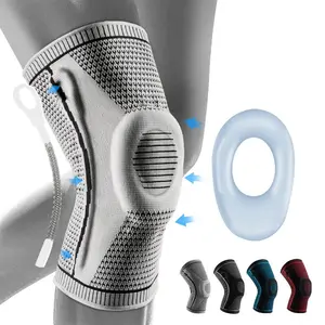 Outdoor Sports Summer Pressure Silicone Spring Breathable Compression Knee Pads for Mountaineering, Running, Basketball, Cycling, Knitted Knee Pads, Knee Brace