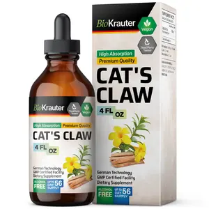 BioKrauter Cat's Claw Tincture Bottle High Absorption Premium Quality Vegan Healthcare Supplement for Immune Support
