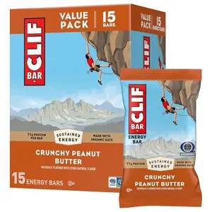Energy Protein Bars Crunchy Peanut Butter Made with Organic Oats Non GMO Snack Bars Healthy Energy Food 15 Pack
