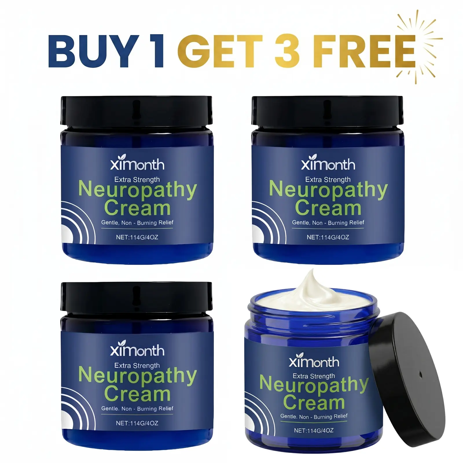 Neuropathy Foot Cream (BUY 1 GET 3 FREE, 114g) - Aloe Hydrating Body Lotions & Creams with Shea Butter, Gentle Clove, Extra Relief Formula for Feet, All Skin Types, Daily Moisture Nourishing Body Care