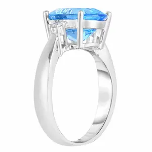 4.68Ct Sky Blue Topaz & Diamond Ring in 14k White Gold