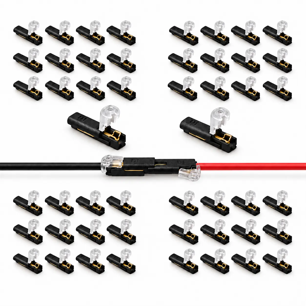 Single-Wire Plug-in Connector Led Light Strip Connectors 1 Pin, Low Voltage Wire Connector with Locking Buckle, Fast Connect Plugs Led Connectors for Strip Lights, Automotive Wiring Power Distribution Secure, Diy-YY