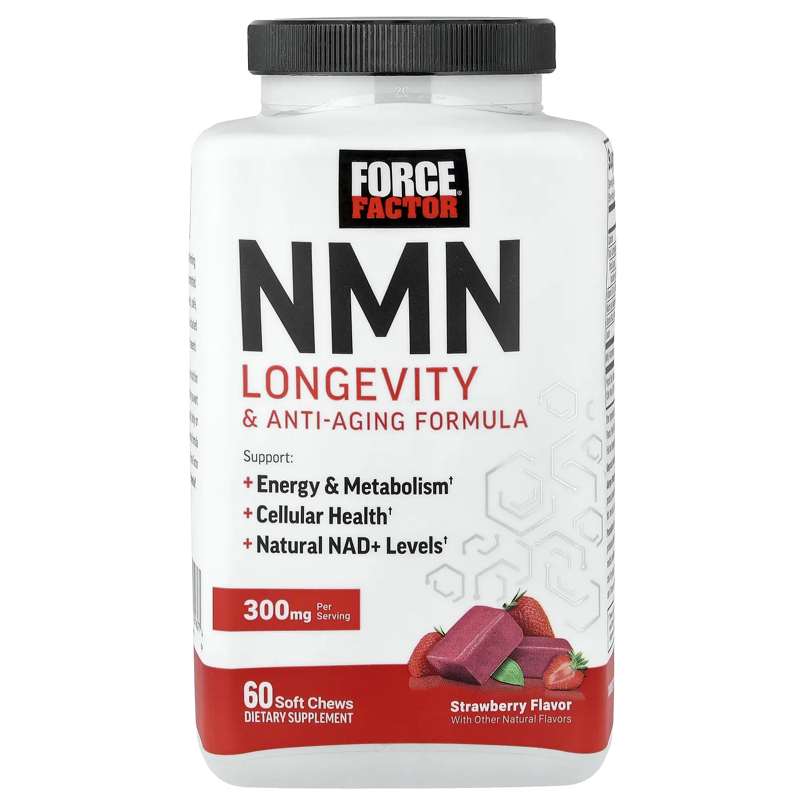 Force Factor NMN, Longevity & Anti-Aging Formula, Strawberry, 60 Soft Chews