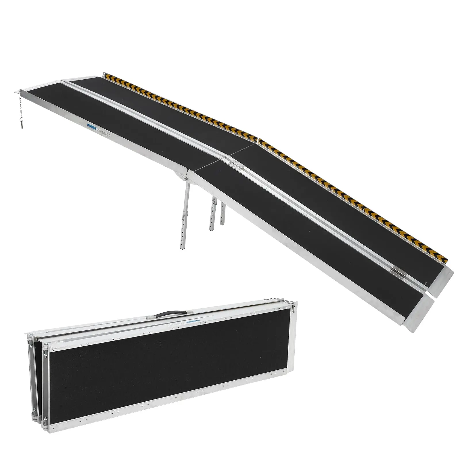 Portable Wheelchair Ramp 10FT, Non-Slip Aluminum Folding Handicap Ramp, Door Threshold Wheelchair Ramps Aluminum Ramp with Non-Skid Surface & Reflective Strips