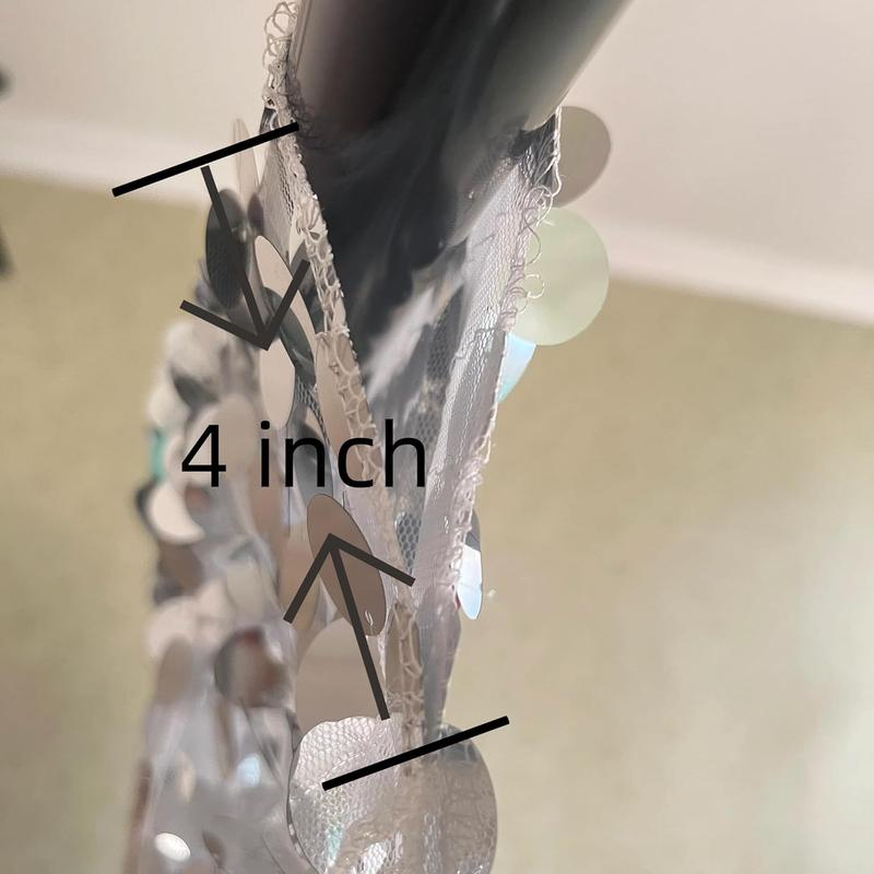 GLITZ HAPPY Silver Sequin　Backdrop 8 ft x 9 ft Shiny Wall Backdrop  for Birthday Christmas Wedding Parties Hanging Glitter Photo Studio Backdrop with 4 Inch Rod Pocket