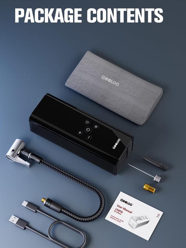 GOOLOO GT150 Portable air compressor-150PSI High-Pressure,Led Screen, Car accessories for Vehicle,Motorcycles,Bicycles,Balls,Tire Inflator, Springtok