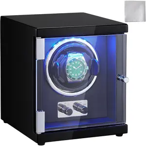 VEVOR Watch Winder, Rotating Watch Box for High-End Automatic Watches, Single Watch Winder Case with Quiet Japanese Motor, LED Light, Adjustable Direction and Speed, Multi Modes
