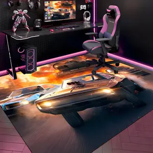 Fast & Furious Floor Mat Gaming Room Soft Flannel Floor Rug Non-Slip Absorbent Doormat for Esports Setup, Bedroom, Entrance, Gamer Home Decor, Anti-Skid Washable Mat, Multiple Sizes Available