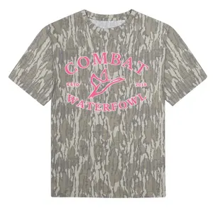 Pink Combat Waterfowl Bottomland Washed Out Mossy Oak Camo Cotton T Shirt, Men’s Camo Hunting Tee, Lightweight Outdoor Shirt | Deer Forest Graphic T-Shirt for Men, Gift for Fan, Father's Day, Mother's Day