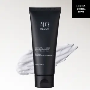 [Heeda Official] Charcoal Hydration Cleansing Foam - Sensitive & Dry Skin, Vegan, Korean Facial Cleanser with Hyaluronic Acid, Gentle Foaming