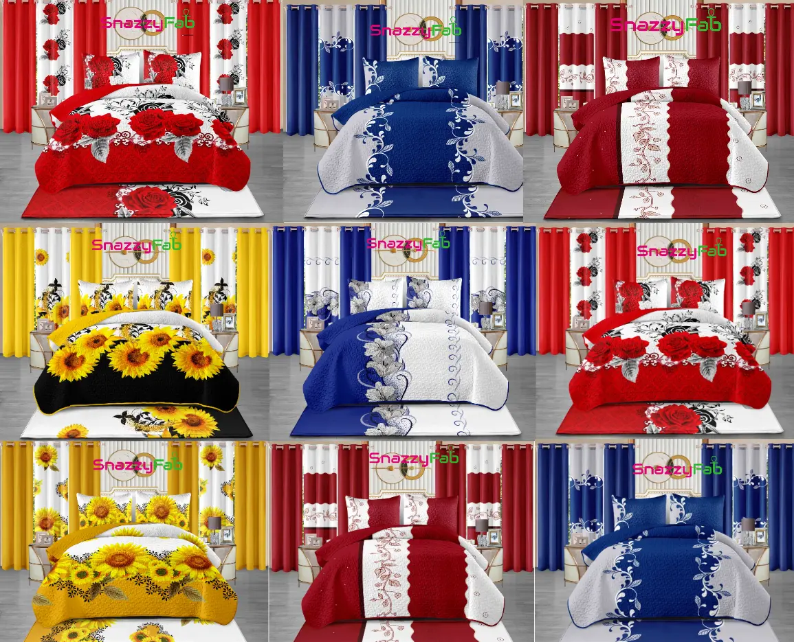 11 Pieces Bedspread With Matching Curtains & Bath Decor, King Size Quilt Bedding set, Queen Bedding sets, King Bedspread, Queen Bedspread, 10 Pieces Bedspread With Matching Curtains,24 Pieces Bedspread With Matching Curtains FREDI DRA SET LENN 11 PIECES