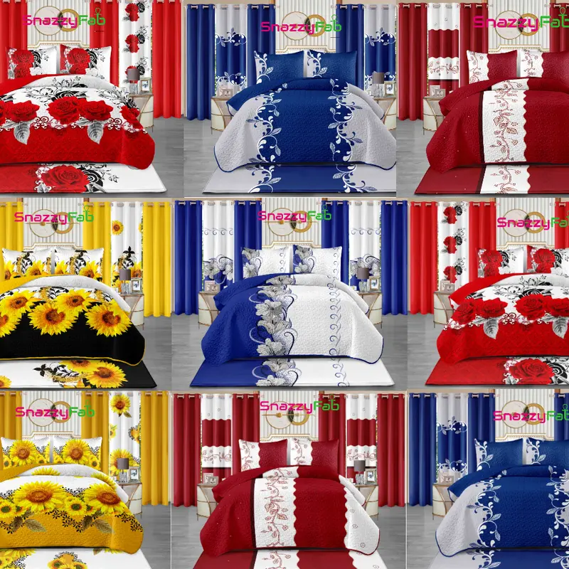 11 Pieces Bedspread With Matching Curtains & Bath Decor, King Size Quilt Bedding set, Queen Bedding sets, King Bedspread, Queen Bedspread, 10 Pieces Bedspread With Matching Curtains,24 Pieces Bedspread With Matching Curtains FREDI DRA SET LENN 11 PIECES