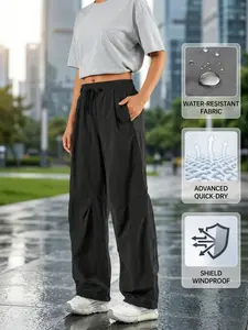 Spring Summer Outdoor Multi-Sport Long Pants, Fashionable Drawstring Casual Straight Leg Pants, Suitable for Hiking Camping and More