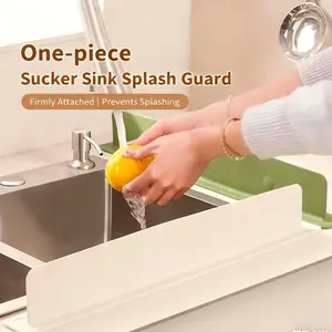 Silicone Splash Guard for Kitchen Sink - Non-Slip, Easy to Clean Countertop Barrier with a Large Suction Cup, Suitable for Standard Sinks, Helps Prevent Water Damage And Messes, Perfect for Home And Restaurant Use