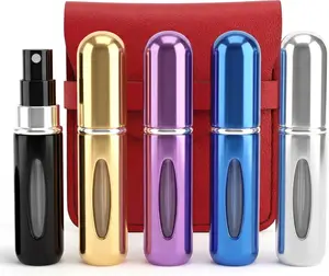 5ml Travel perfume bottle Refillable Atomizer Sprayer for perfume,Leakproof Perfume atomizer travel, (Blue, Black, Pink, Gold)