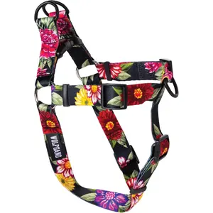 Heavy Duty Adjustable Dog Harness Pull-Tested for Walking & Training DarkFloral Print Medium