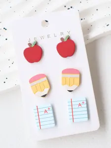 Teacher Appreciation Acrylic Earrings Set, Back-To-School Graduation Gifts, Cute Apple Pencil Exam Design, Casual Party Jewelry